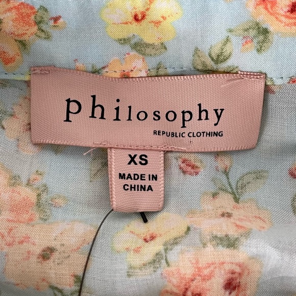 Philosophy Floral Print Crop Top Blouse Blue Pink Yellow Size XSmall - Picture 7 of 9
